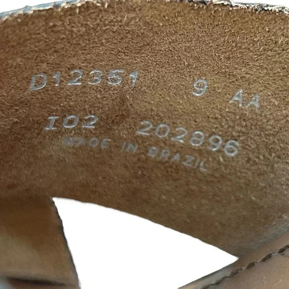 COLE HAAN Brown Woven Leather Heels sz 9AA Open Toe Sandal Slip-on D12351 - Picture 7 of 8